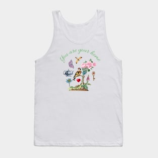 Home supporting quote with nature illustration Tank Top